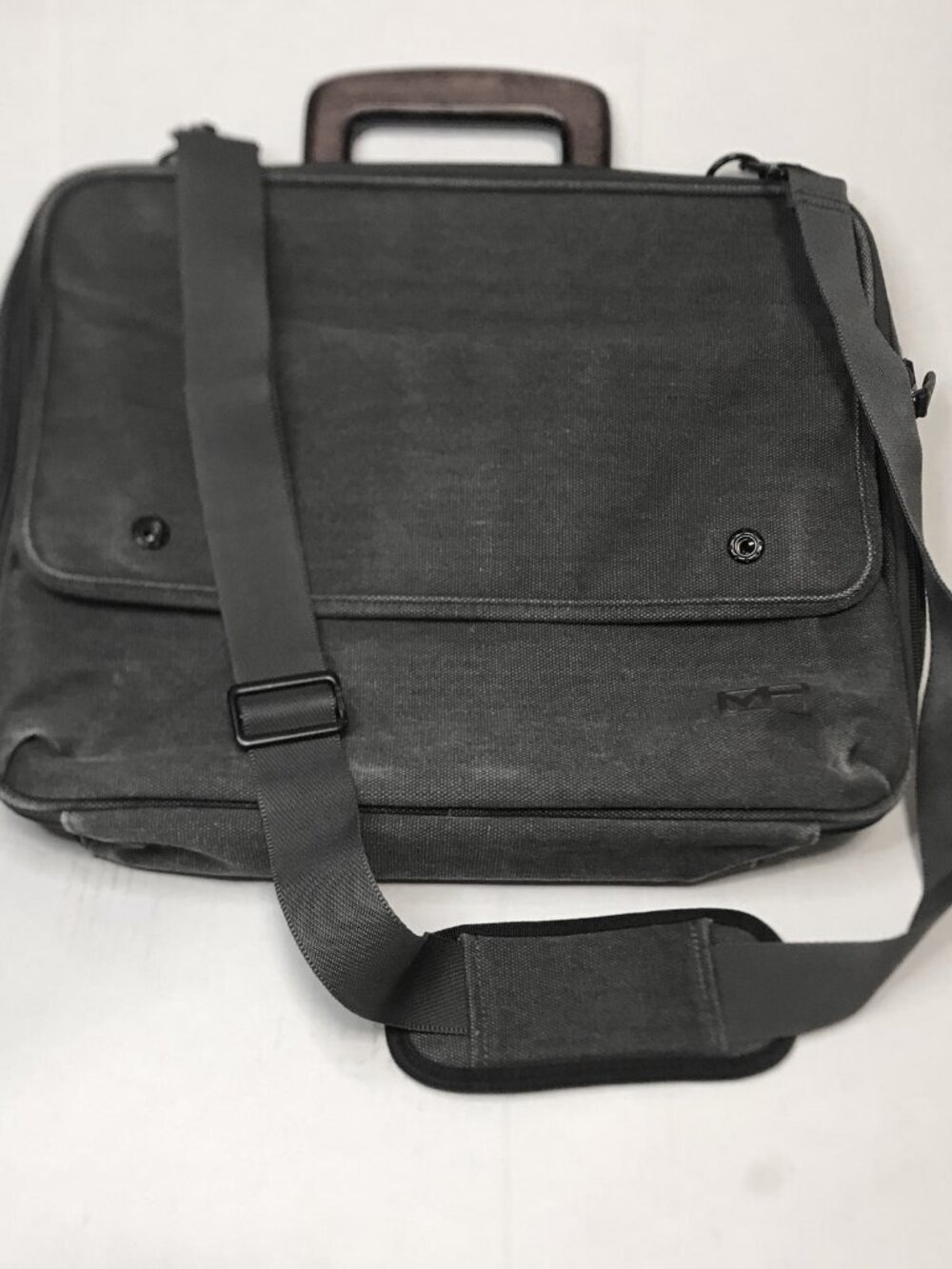 MH Way Gray & Black Laptop Messenger Canvas Bag 15" Laptop Unisex NWOT